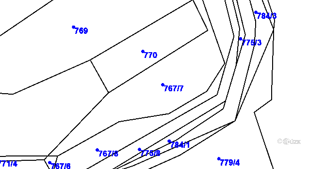 Parcela st. 767/7 v KÚ Lípa nad Dřevnicí, Katastrální mapa
