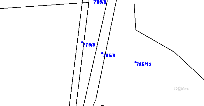 Parcela st. 785/9 v KÚ Lípa nad Dřevnicí, Katastrální mapa