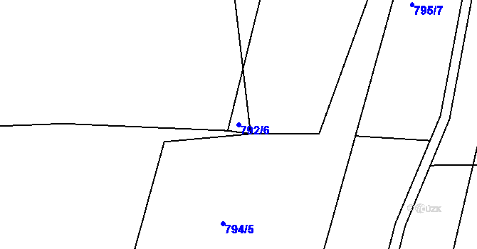 Parcela st. 792/6 v KÚ Lípa nad Dřevnicí, Katastrální mapa