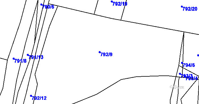 Parcela st. 792/9 v KÚ Lípa nad Dřevnicí, Katastrální mapa