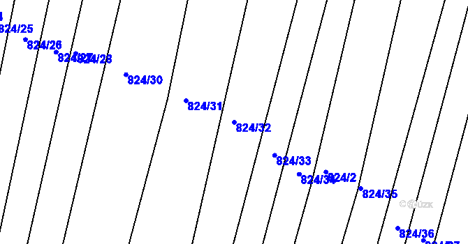 Parcela st. 824/32 v KÚ Lípa nad Dřevnicí, Katastrální mapa