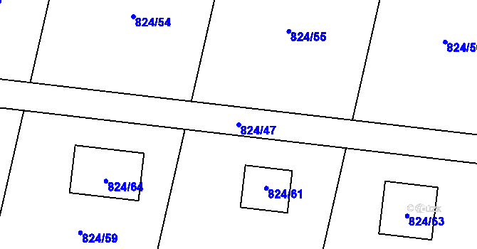 Parcela st. 824/47 v KÚ Lípa nad Dřevnicí, Katastrální mapa