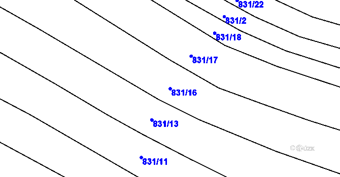 Parcela st. 831/16 v KÚ Lípa nad Dřevnicí, Katastrální mapa