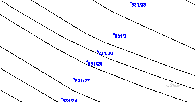 Parcela st. 831/30 v KÚ Lípa nad Dřevnicí, Katastrální mapa
