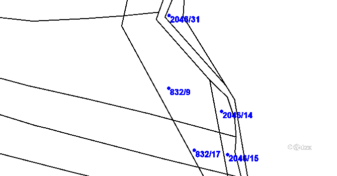 Parcela st. 832/9 v KÚ Lípa nad Dřevnicí, Katastrální mapa