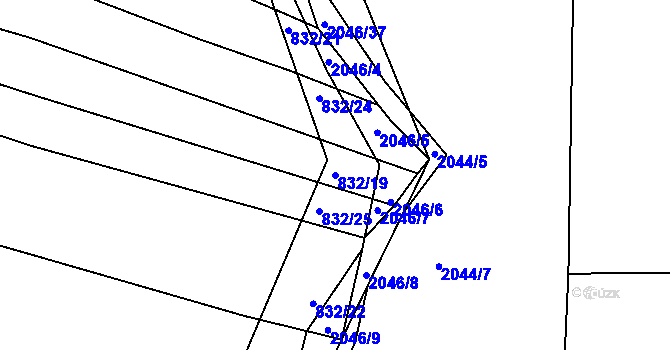 Parcela st. 832/19 v KÚ Lípa nad Dřevnicí, Katastrální mapa
