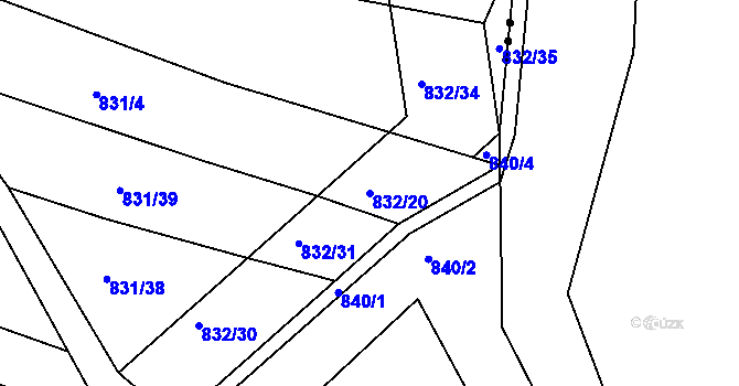 Parcela st. 832/20 v KÚ Lípa nad Dřevnicí, Katastrální mapa