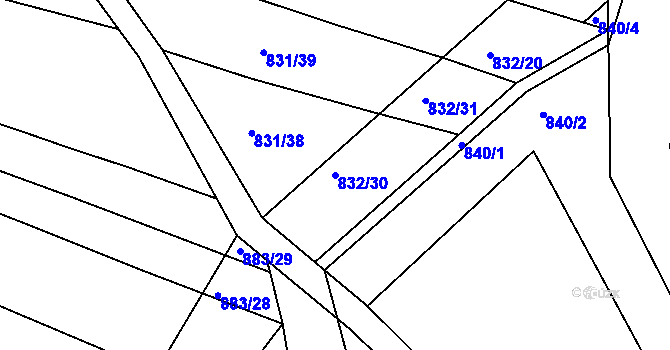 Parcela st. 832/30 v KÚ Lípa nad Dřevnicí, Katastrální mapa