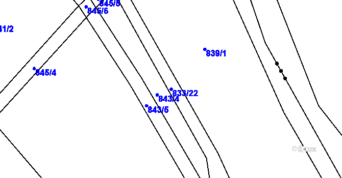 Parcela st. 833/22 v KÚ Lípa nad Dřevnicí, Katastrální mapa