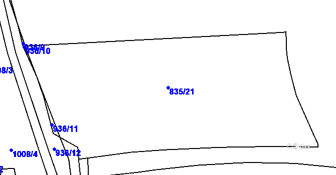 Parcela st. 835/21 v KÚ Lípa nad Dřevnicí, Katastrální mapa