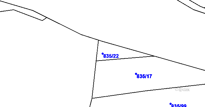 Parcela st. 835/22 v KÚ Lípa nad Dřevnicí, Katastrální mapa