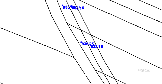 Parcela st. 835/25 v KÚ Lípa nad Dřevnicí, Katastrální mapa