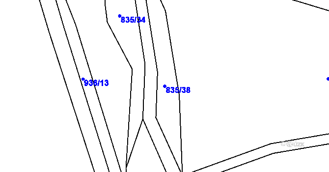 Parcela st. 835/38 v KÚ Lípa nad Dřevnicí, Katastrální mapa