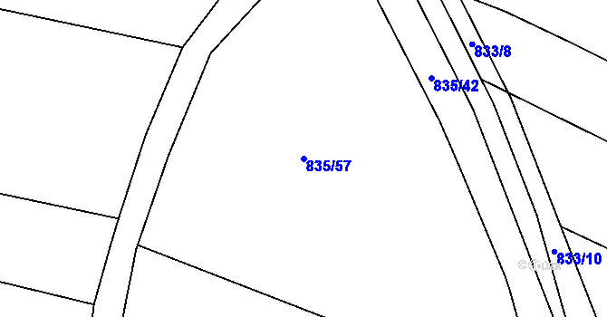 Parcela st. 835/57 v KÚ Lípa nad Dřevnicí, Katastrální mapa
