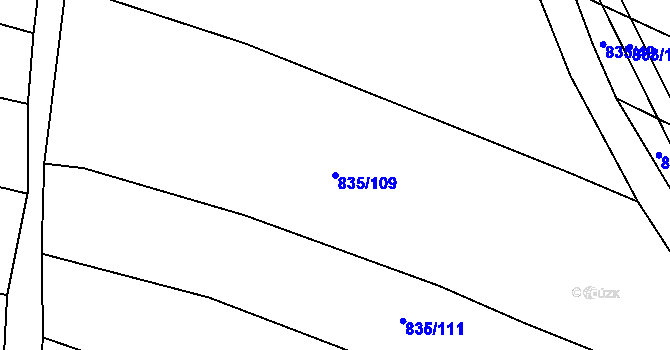 Parcela st. 835/109 v KÚ Lípa nad Dřevnicí, Katastrální mapa