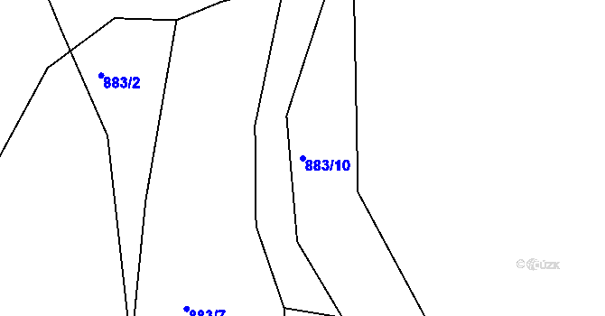 Parcela st. 883/10 v KÚ Lípa nad Dřevnicí, Katastrální mapa