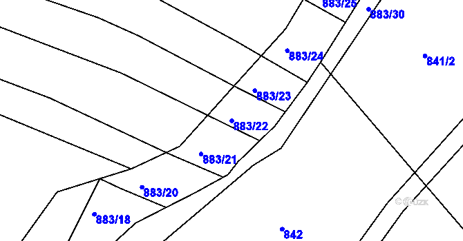 Parcela st. 883/22 v KÚ Lípa nad Dřevnicí, Katastrální mapa