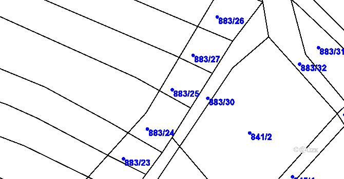 Parcela st. 883/25 v KÚ Lípa nad Dřevnicí, Katastrální mapa