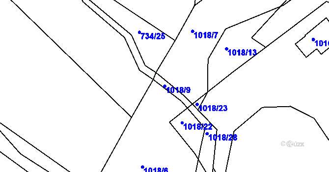 Parcela st. 1018/9 v KÚ Lípa nad Dřevnicí, Katastrální mapa