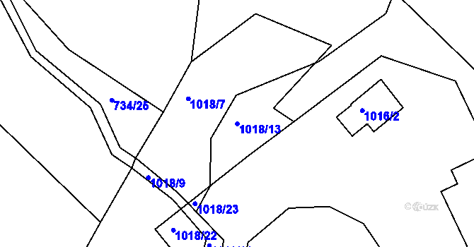 Parcela st. 1018/13 v KÚ Lípa nad Dřevnicí, Katastrální mapa