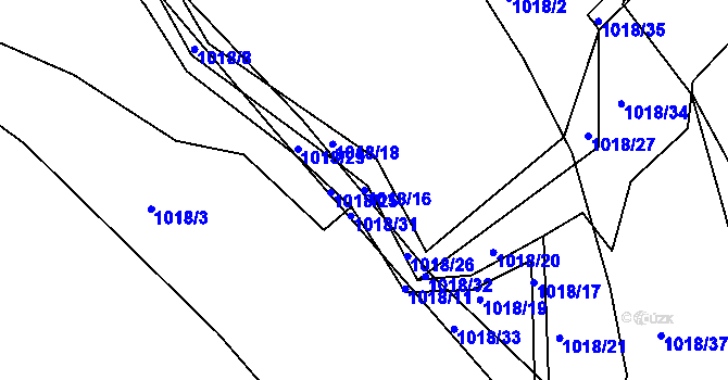 Parcela st. 1018/16 v KÚ Lípa nad Dřevnicí, Katastrální mapa