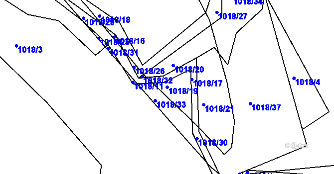 Parcela st. 1018/19 v KÚ Lípa nad Dřevnicí, Katastrální mapa