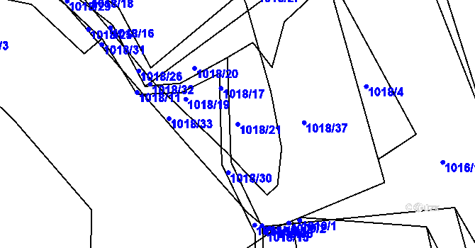 Parcela st. 1018/21 v KÚ Lípa nad Dřevnicí, Katastrální mapa