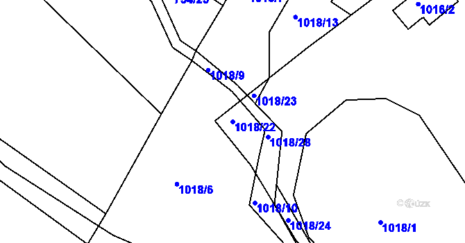 Parcela st. 1018/22 v KÚ Lípa nad Dřevnicí, Katastrální mapa