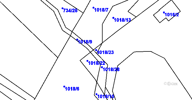 Parcela st. 1018/23 v KÚ Lípa nad Dřevnicí, Katastrální mapa