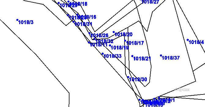 Parcela st. 1018/33 v KÚ Lípa nad Dřevnicí, Katastrální mapa