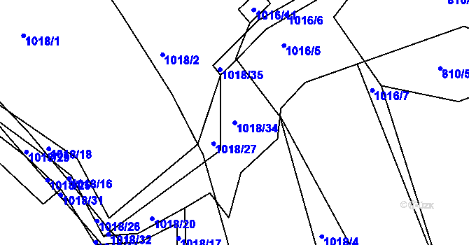 Parcela st. 1018/34 v KÚ Lípa nad Dřevnicí, Katastrální mapa