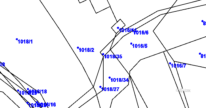 Parcela st. 1018/35 v KÚ Lípa nad Dřevnicí, Katastrální mapa