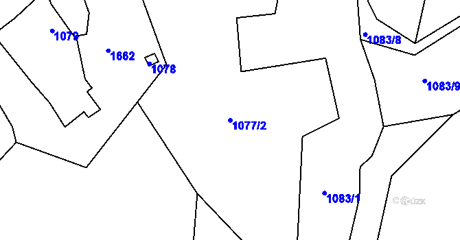 Parcela st. 1077/2 v KÚ Lípa nad Dřevnicí, Katastrální mapa