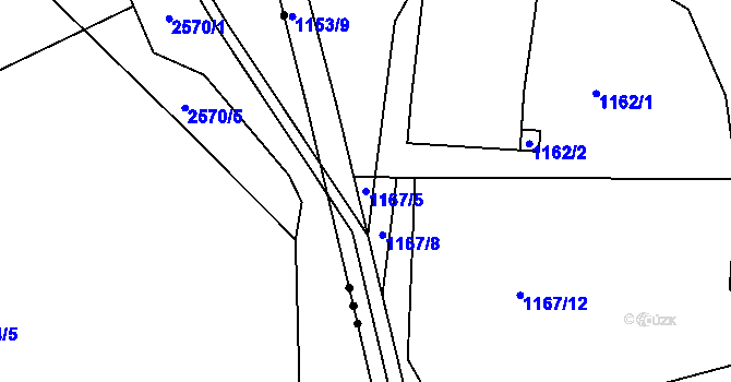 Parcela st. 1167/5 v KÚ Lípa nad Dřevnicí, Katastrální mapa