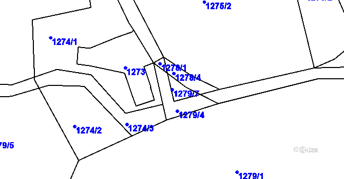 Parcela st. 1279/7 v KÚ Lípa nad Dřevnicí, Katastrální mapa
