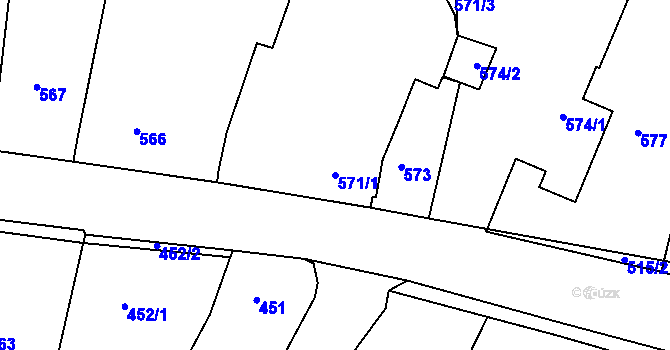 Parcela st. 571/1 v KÚ Lípa nad Dřevnicí, Katastrální mapa