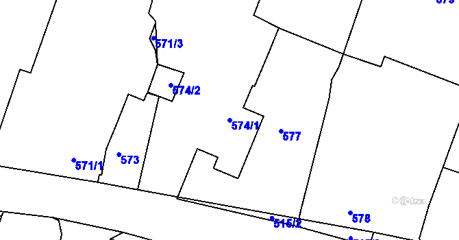 Parcela st. 574/1 v KÚ Lípa nad Dřevnicí, Katastrální mapa