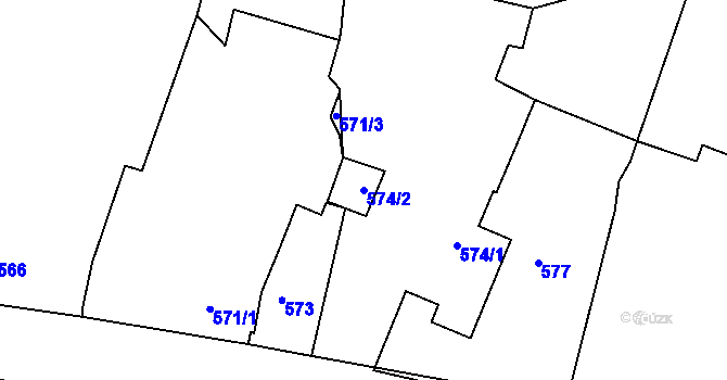 Parcela st. 574/2 v KÚ Lípa nad Dřevnicí, Katastrální mapa