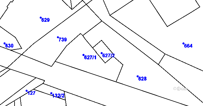 Parcela st. 627/2 v KÚ Lípa nad Dřevnicí, Katastrální mapa