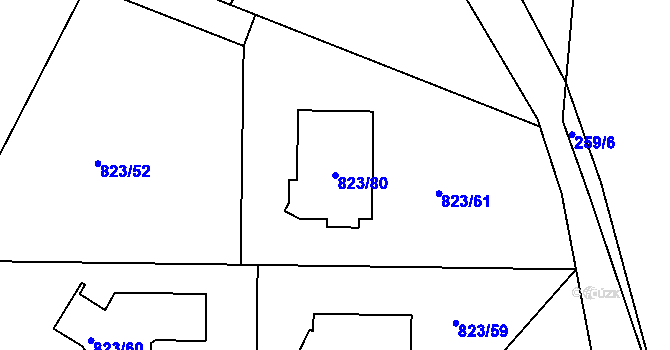 Parcela st. 823/80 v KÚ Lípa nad Dřevnicí, Katastrální mapa