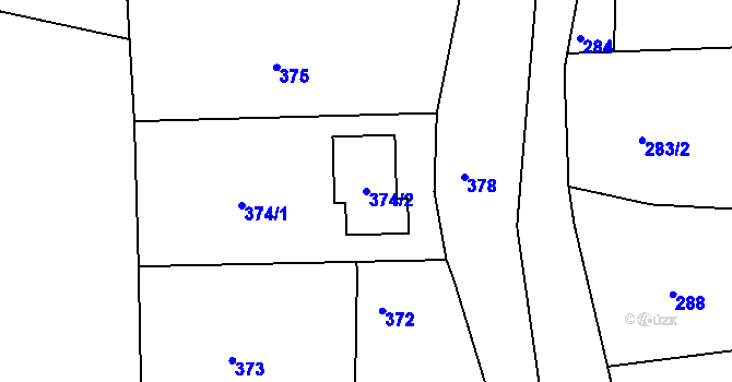 Parcela st. 374/2 v KÚ Lípa nad Dřevnicí, Katastrální mapa