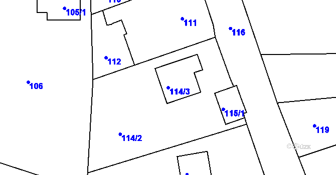 Parcela st. 114/3 v KÚ Lípa nad Dřevnicí, Katastrální mapa