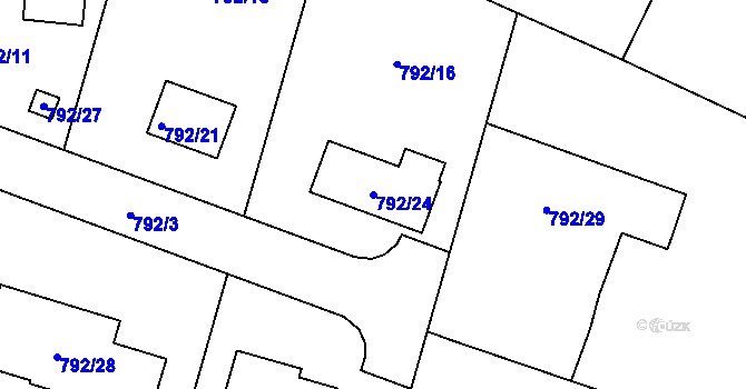 Parcela st. 792/24 v KÚ Lípa nad Dřevnicí, Katastrální mapa