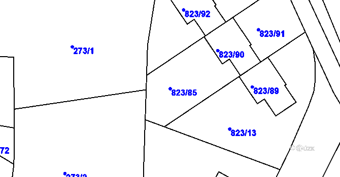 Parcela st. 823/85 v KÚ Lípa nad Dřevnicí, Katastrální mapa