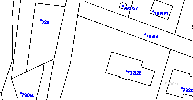Parcela st. 792/14 v KÚ Lípa nad Dřevnicí, Katastrální mapa