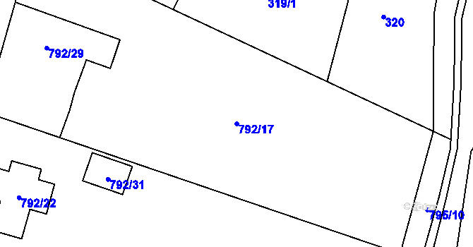 Parcela st. 792/17 v KÚ Lípa nad Dřevnicí, Katastrální mapa