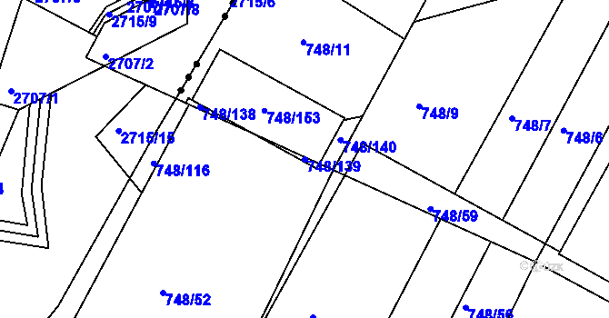 Parcela st. 748/139 v KÚ Lípa nad Dřevnicí, Katastrální mapa