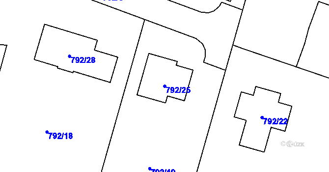 Parcela st. 792/25 v KÚ Lípa nad Dřevnicí, Katastrální mapa