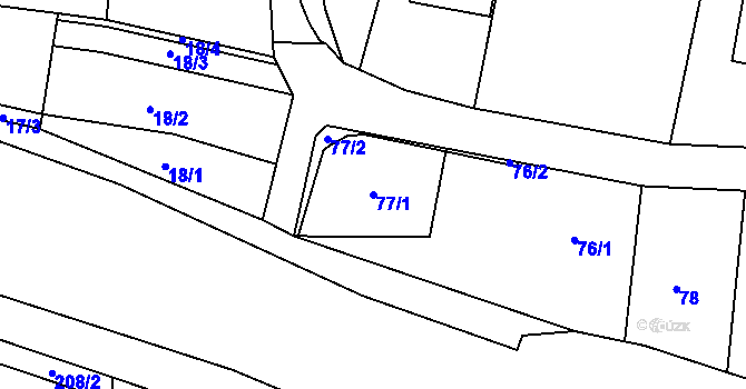 Parcela st. 77/1 v KÚ Lípa nad Dřevnicí, Katastrální mapa