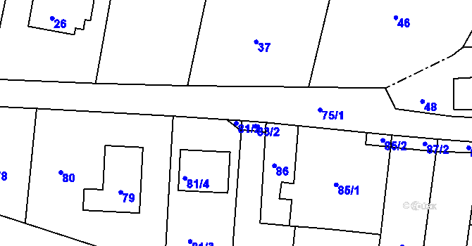 Parcela st. 81/2 v KÚ Lípa nad Dřevnicí, Katastrální mapa
